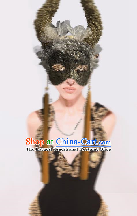 Chinese Hanfu Golden Tassel Mask Halloween Party Prom Mask