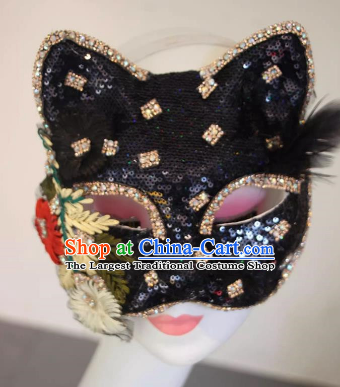 Chinese Style Embroidery Golden Feather Mask Masquerade Singing Halloween Face Makeup