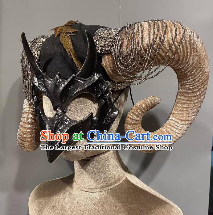 Horn Cosplay Headgear Show Halloween Carnival Dark Demon Horn Mask Party