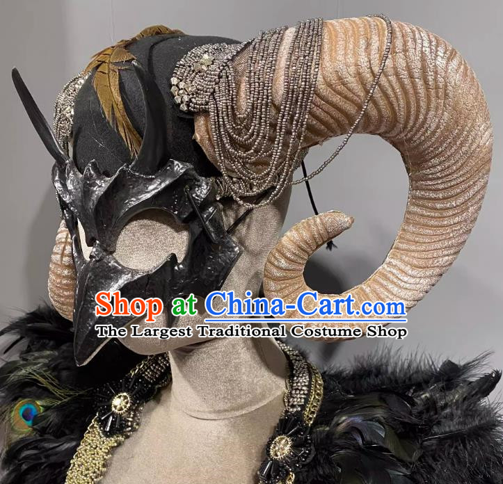 Horn Cosplay Headgear Show Halloween Carnival Dark Demon Horn Mask Party