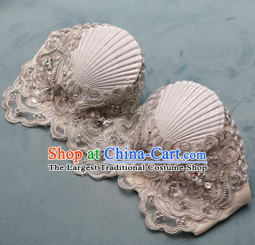 Ocean Wind Mermaid Princess Scallop Bra Natural Shell Bra Pearl Shark Costume