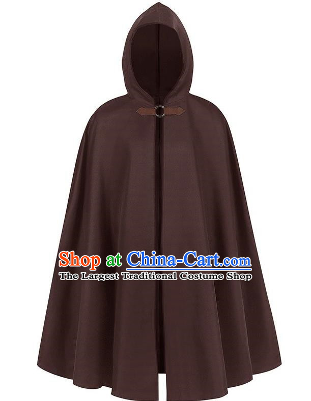 Retro Solid Color Hooded Cloak Halloween Adult Cosplay Ranger Medieval Traveler Cloak Loose Costume