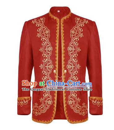 Retro European And American Gold-Embroidered Dress Men Court Dress Stand-Up Collar Jacket Photo Studio Song Medieval Drama Stage Costume