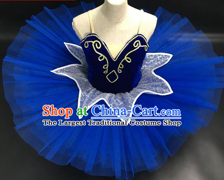 Adult Children High End Ballet Skirt Aerobics Gymnastics Ballet Performance Costume Royal Blue Dance Costume