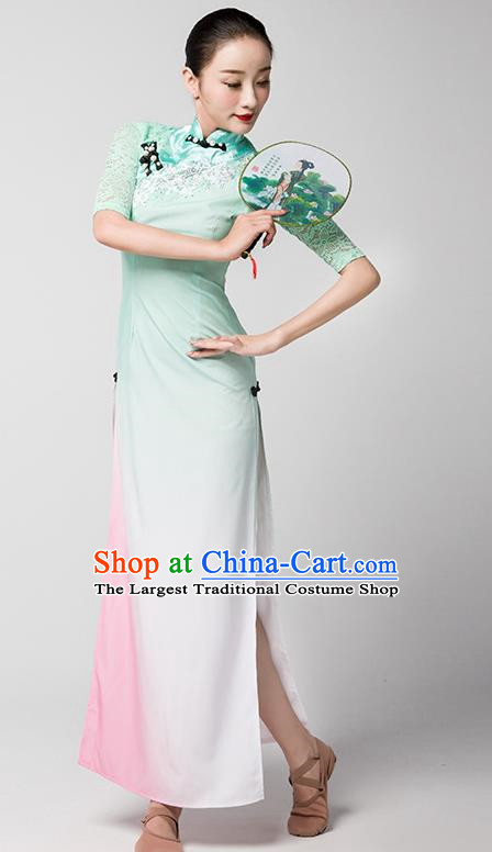 Modern Dance Adult Children New Jasmine Group Dance Performance Clothing Gradient Color Cheongsam Art Examination Clothing