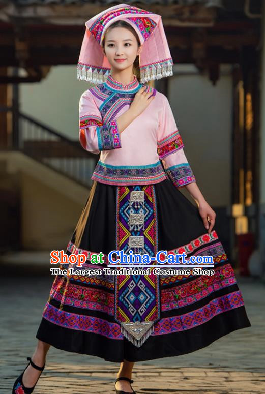 March Three Zhuang Traditional Costume Adult Guangxi Minority Costume Female Festival Performance Dance Costume