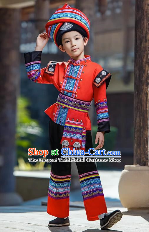 March Three Zhuang Costumes Children Ethnic Minority Costumes Girls Guangxi Children Performance Costumes