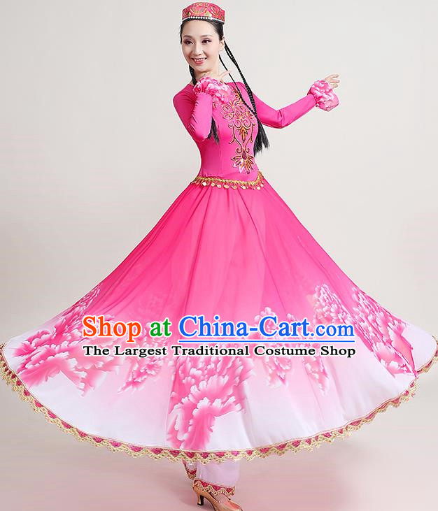 Xinjiang Dance Performance Costume New Uyghur Opening Dance Big Swing Skirt Art Test Practice Skirt Uyghur Dance Costume