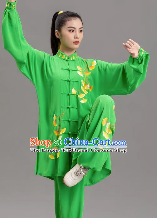 Green Embroidery Show Tai Chi Suit Team Competition Tradition