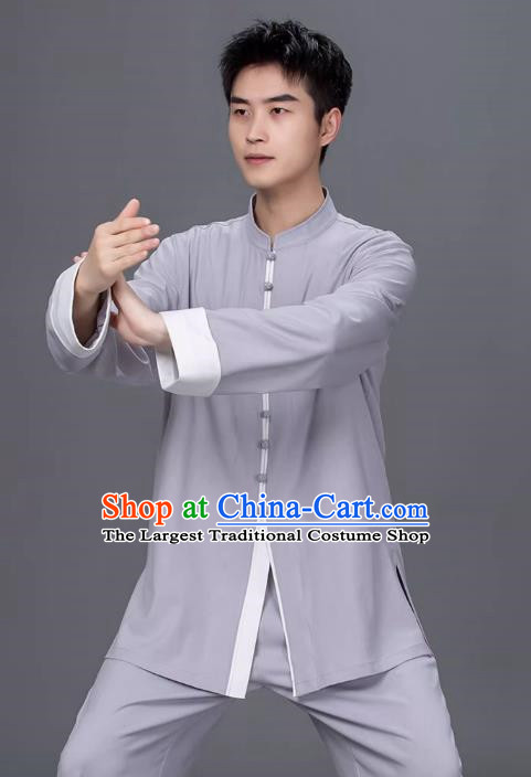 Tai Chi Clothing Cotton Linen Practice Clothing Long Sleeved Performance Clothing Tang Suit Chinese Men