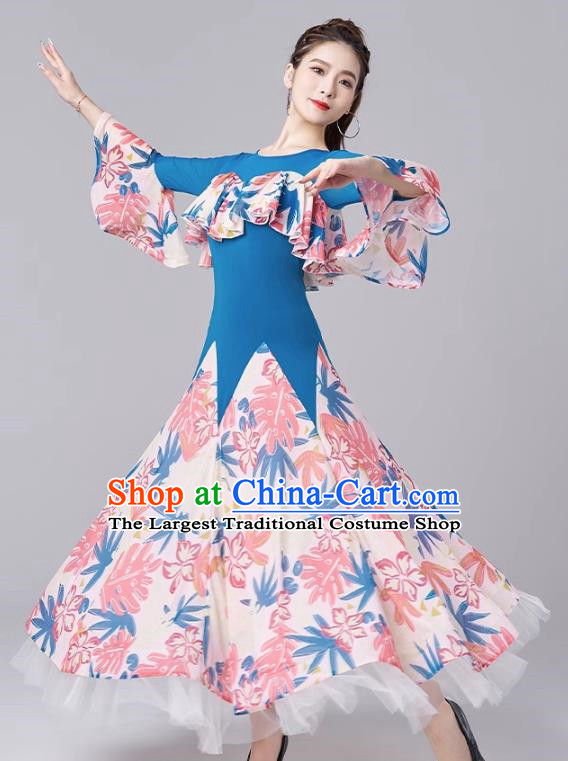 Modern Dance National Standard Dance Skirt Women New Waltz Ballroom Dance Print Large Swing Dress Performance Clothing