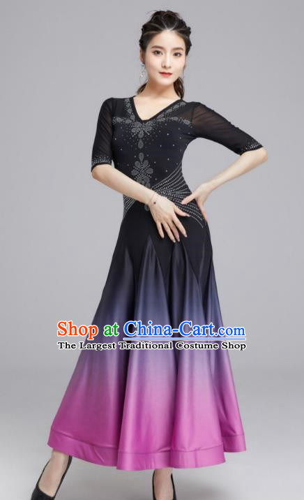 Modern Dance Skirt Female National Standard Dance Waltz Ballroom Dance Latin Dance Gradient Big Swing Dress Practice Performance