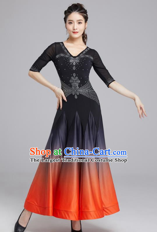 Modern Dance Skirt Female National Standard Dance Waltz Ballroom Dance Latin Dance Gradient Big Swing Dress Practice Performance