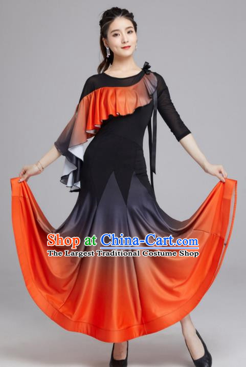 Modern Dance Skirt Female Latin Dance National Standard Dance Waltz Ballroom Dance Gradient Large Swing Skirt Practice Performance Clothing