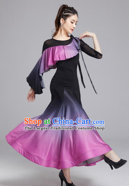 Modern Dance Skirt Female Latin Dance National Standard Dance Waltz Ballroom Dance Gradient Large Swing Skirt Practice Performance Clothing