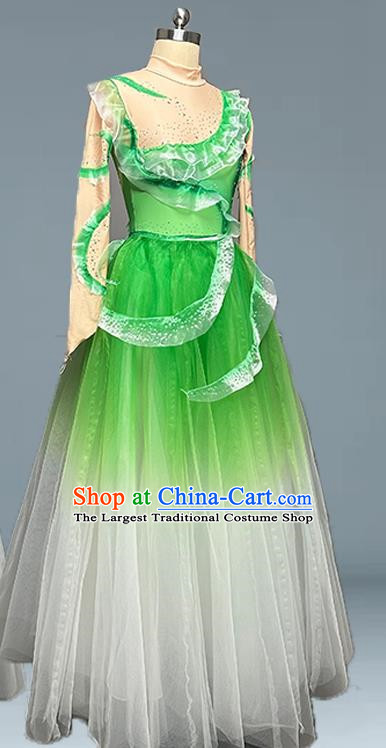 Supporting Dancer Skirt Atmospheric Opening Dance Green Yellow Swing Skirt