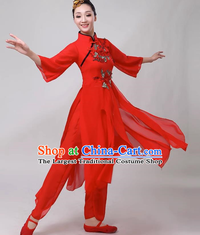 Classical Dance Performance Costume Female Elegant Fan Umbrella Dance New National Dance Costume Performance Square Dance Yangko Costume