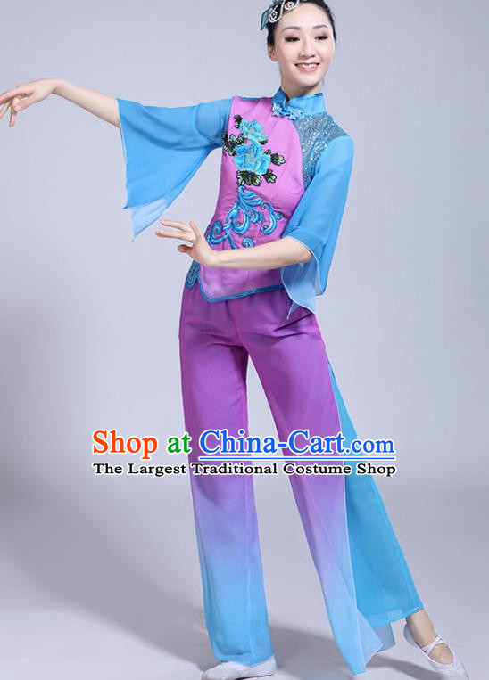 Classical Dance Performance Costume Female Elegant Fan Umbrella Dance New National Dance Costume Performance Square Dance Yangko Costume