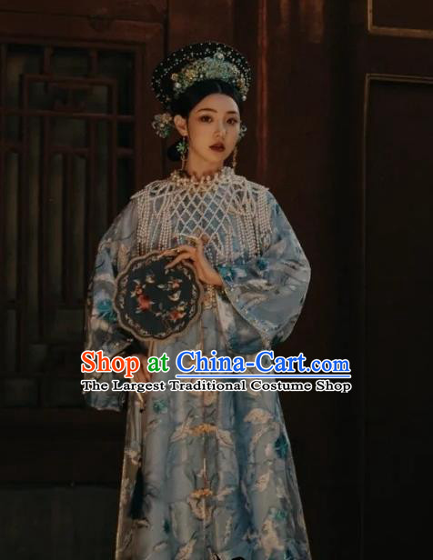 China Qing Dynasty Imperial Consort Clothing TV Series Story of Yanxi Palace Blue Dress Ancient Empress Costumes