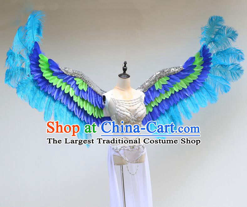 Brazilian Carnival Angel Wings Top Show Blue Feather Wings Model Catwalks Props