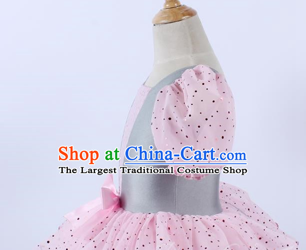 Children Sequined Gauze Skirt Ballet Powder Dance Skirt Tutu Skirt Performance Costume Performance Stage Costume