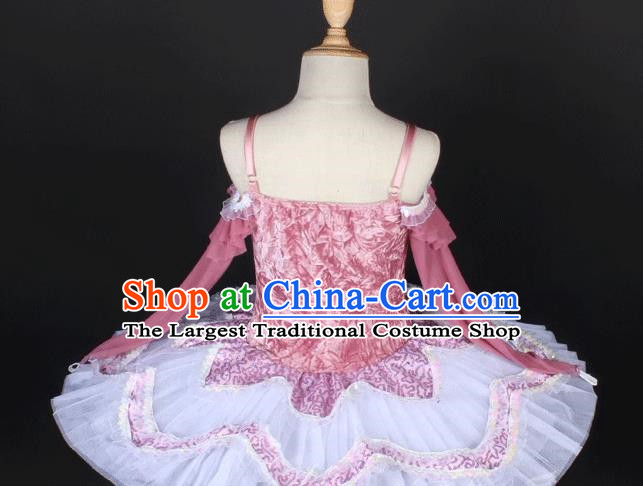 Children Spring And Summer Sequined Gauze Skirt Long Sleeved TUTU Ballet Dance Suspenders Performance Costume Stage Dress Female