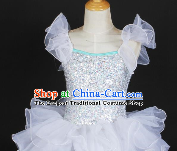 Children Dress Princess Skirt Fluffy Costume Ballet White Performance Stage Costume