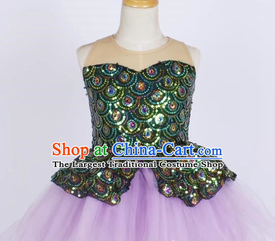 Children Princess Dress Mermaid Sequin Costume Stage Dress Fluffy Gauze Skirt