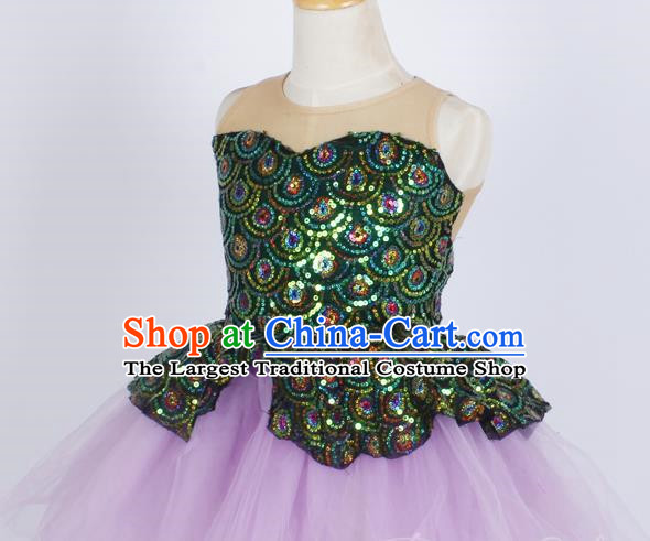 Children Princess Dress Mermaid Sequin Costume Stage Dress Fluffy Gauze Skirt