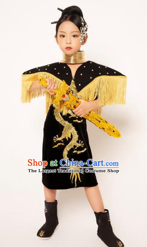 Girls Runway Model Catwalk Dress Martial Arts Trendy Children Dress Girls Twenty Four Solar Terms Chinese Style Show Catwalk