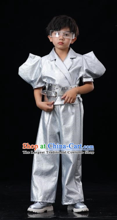 Boys Yuan Universe Technology Sense Performance Photography Clothing Children Catwalk Silver Technology Sense Performance Clothing Futuristic Fashion Clothing