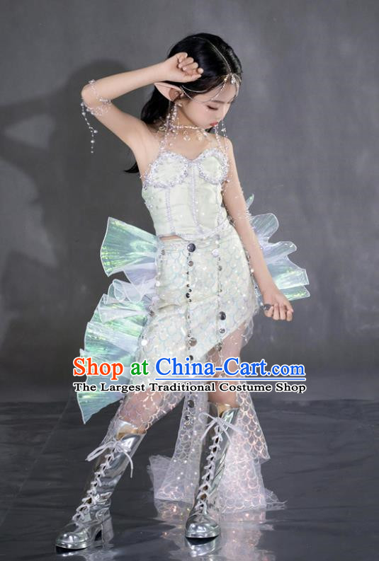 Mermaid Ji Sequined Mermaid Dress Girls Dress COS Mermaid Costume Children Ocean Wind Catwalk Costume Mermaid