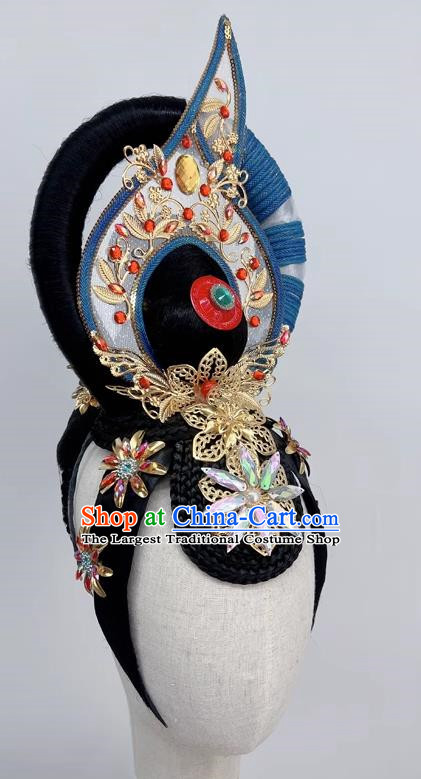 Classical Dunhuang Dance Headgear Brahmaland Ancient Style Flying Hair Bun Performing Wig Headgear Ancient Costume Modeling Hair Bag Hair Accessories