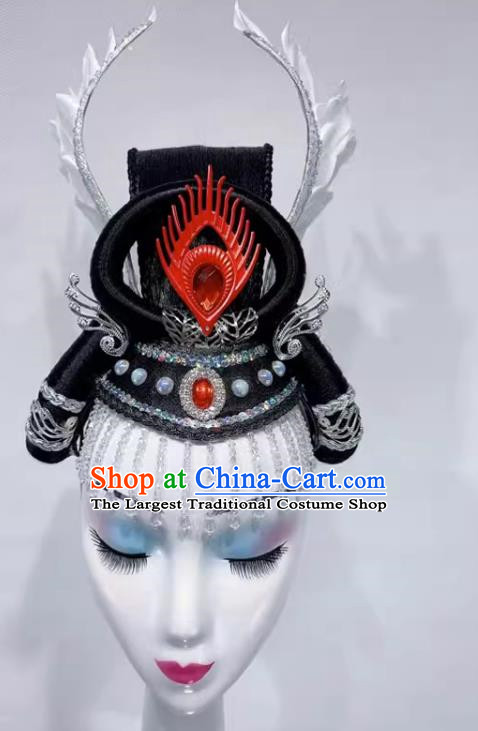 Chinese Classical Dance Headdress Costume Performance Flying Chang E Hair Bun Wig Stick Hair Crown Headdress Tang Dynasty Imperial Concubine Dunhuang