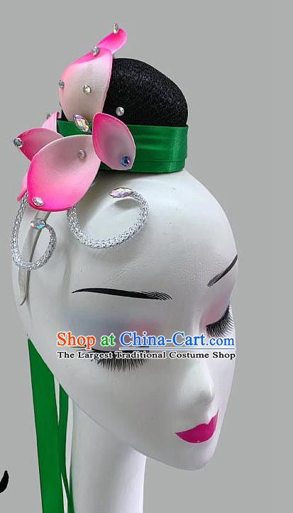 Chinese Classical Dance Headdress Flower Blooming Season Moves The Capital Chinese Wind Performance Performance Fan Dance Wig Hair Accessories