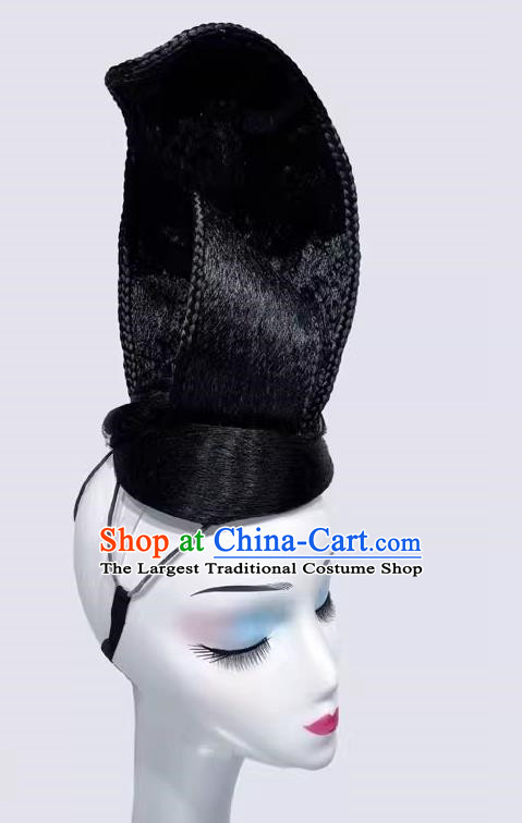 Chinese Classical Dance Headdress Green Waist Dance Drama Only This Green Performance Performance Black Wig Hair Ornament Headdress