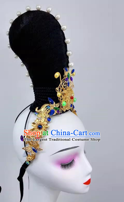 Chinese Classical Dance Dunhuang Flying Dance Headdress Silk Road Rose Lotus Art Test Dance Headdress Performance Performance Headdress