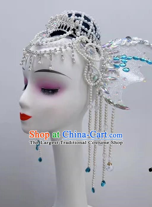 Modern Dance Mermaid Dance Headdress New Heavy Industry Beaded Tassel Forehead Chain Exotic Dance Headdress