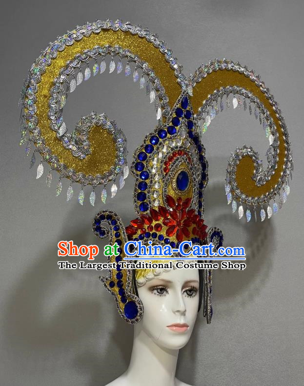 Horn Prologue Performance Show Feather Headdress Dance Team Samba Costumes Carnival Halloween