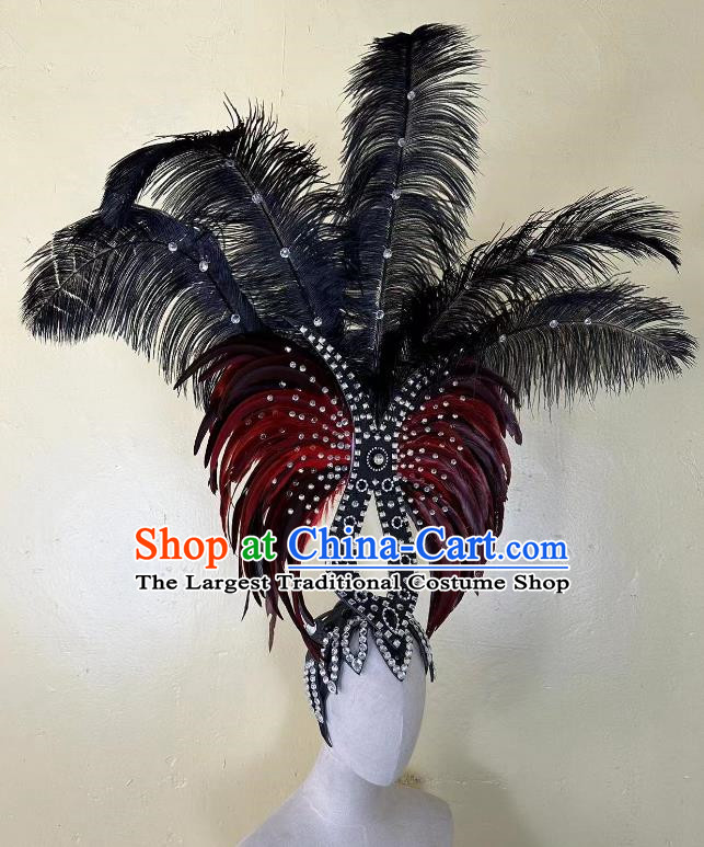 Opening Dance Performance Red And Black Feather Headdress Dance Team Samba Carnival Halloween