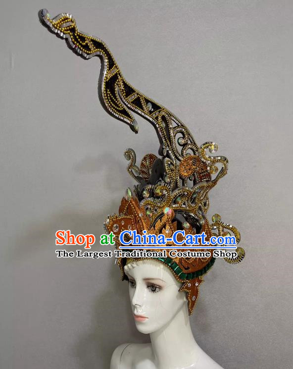 Extravagant Headdress Opening Dance Show Feather Headdress Dance Team Samba Costumes Carnival Halloween