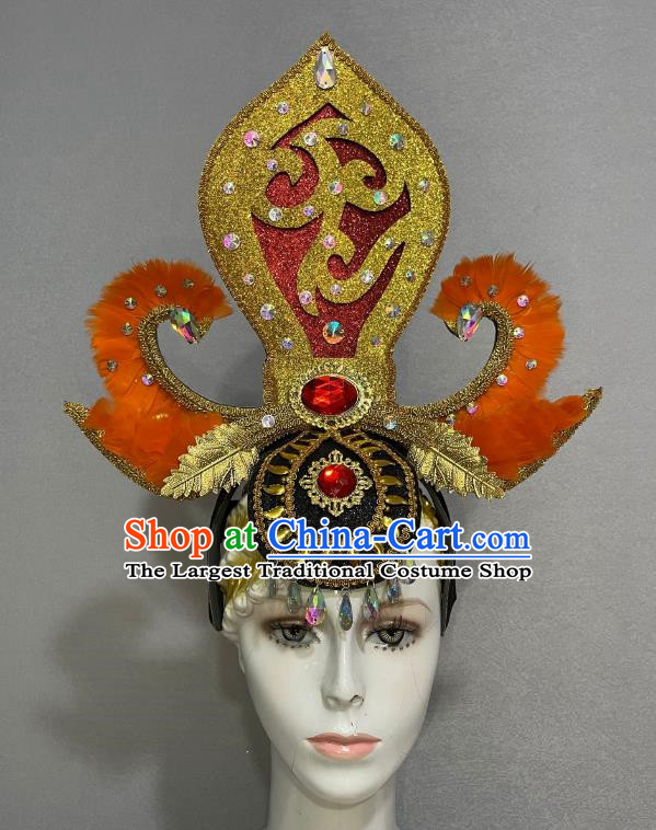 Chinese Spring Festival Gala Opening Dance Performance Feather Headdress Dance Team Samba Costume Carnival Halloween