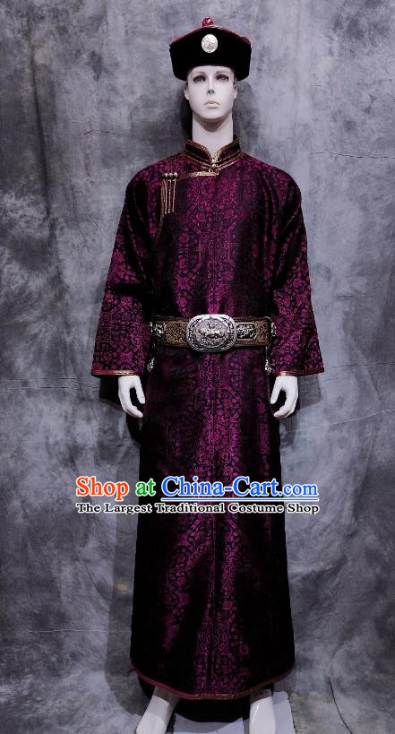 Mongolian Men Clothing Solo Swan Goose Mongolian Robe Daily Life Minority Performance Clothing