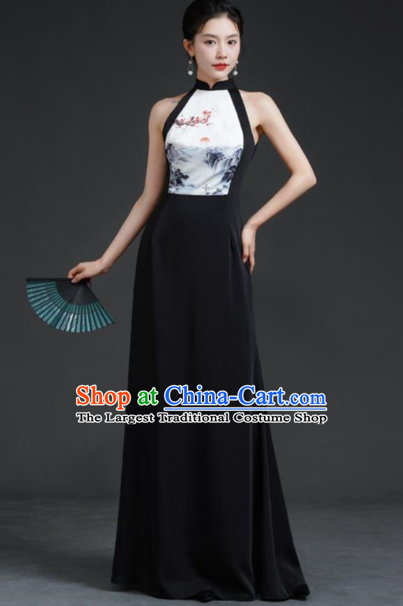 Chinese Style Banquet Evening Dress Sexy Shoulders Young Improved Catwalk Cheongsam Long Party Party Dress