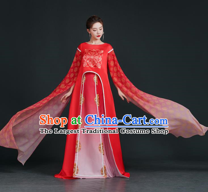 Top Chinese Style Evening Dress Model Stage Catwalk Performance Costume National Music Performance Art Test Dress