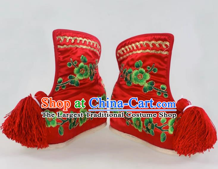 Thousand Layer Bottom Inner Heightened Plum Blossom Embroidered Fast Boots Opera Wudan Cloth Bottom Color Shoes Dance Shoe Dance Performance