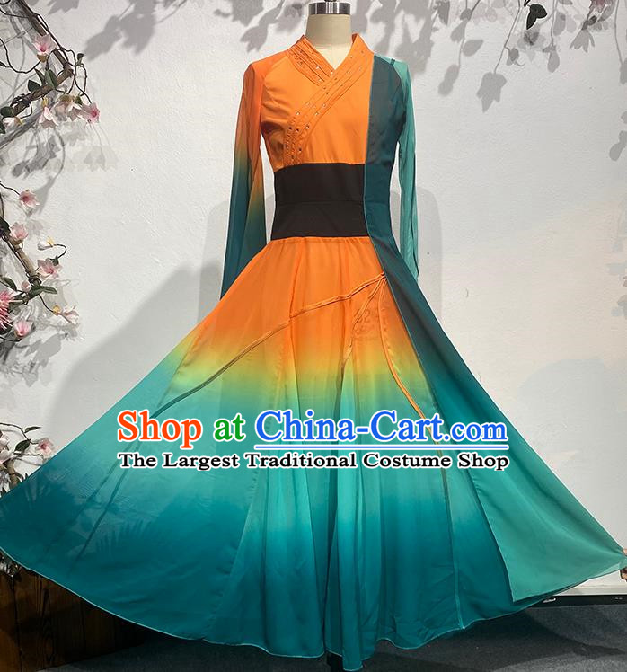 China Classical Han and Tang Orange Ode Wide Sleeved Dance Costumes for The Thirteenth Lotus Award Art Examination Practice Costumes