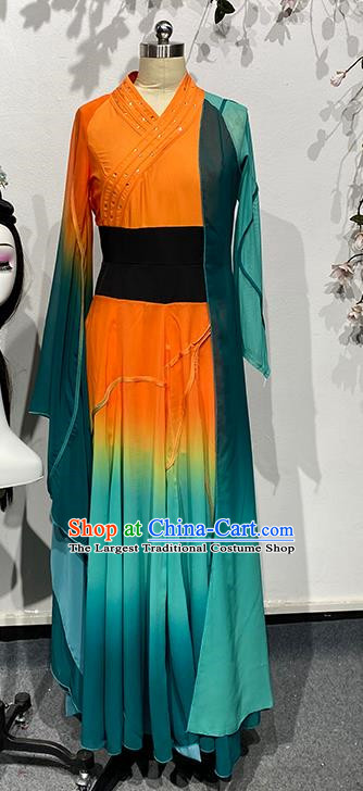 China Classical Han and Tang Orange Ode Wide Sleeved Dance Costumes for The Thirteenth Lotus Award Art Examination Practice Costumes