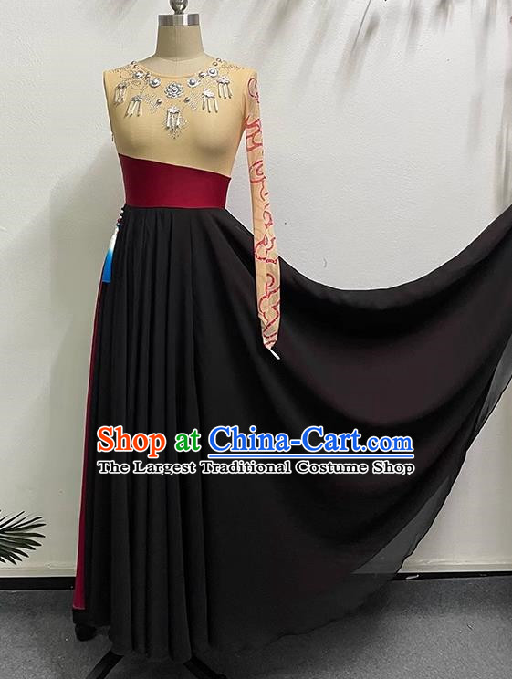 Peacock Dance Big Swing Practice Skirt Practice Clothing Solo Dance Performance Clothing Yikao Xishuangbanna Flower Waist Dai Dance