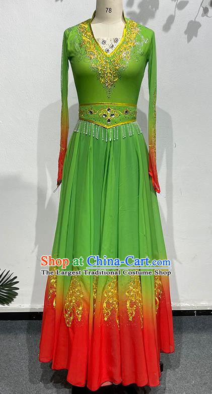 China Xinjiang Dance 540 Degree Art Test Large Swing Skirt Female Uyghur Performance Costume Stage Performance Costume Uyghur Dance Costume